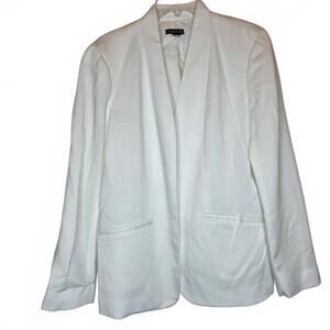 Eileen Fisher Women's White Tencel Open Front Blazer Size Large